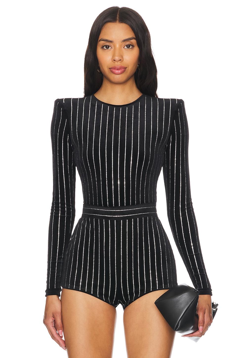 crystal velvet long sleeve bodysuit