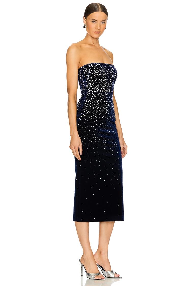crystal velvet midi dress