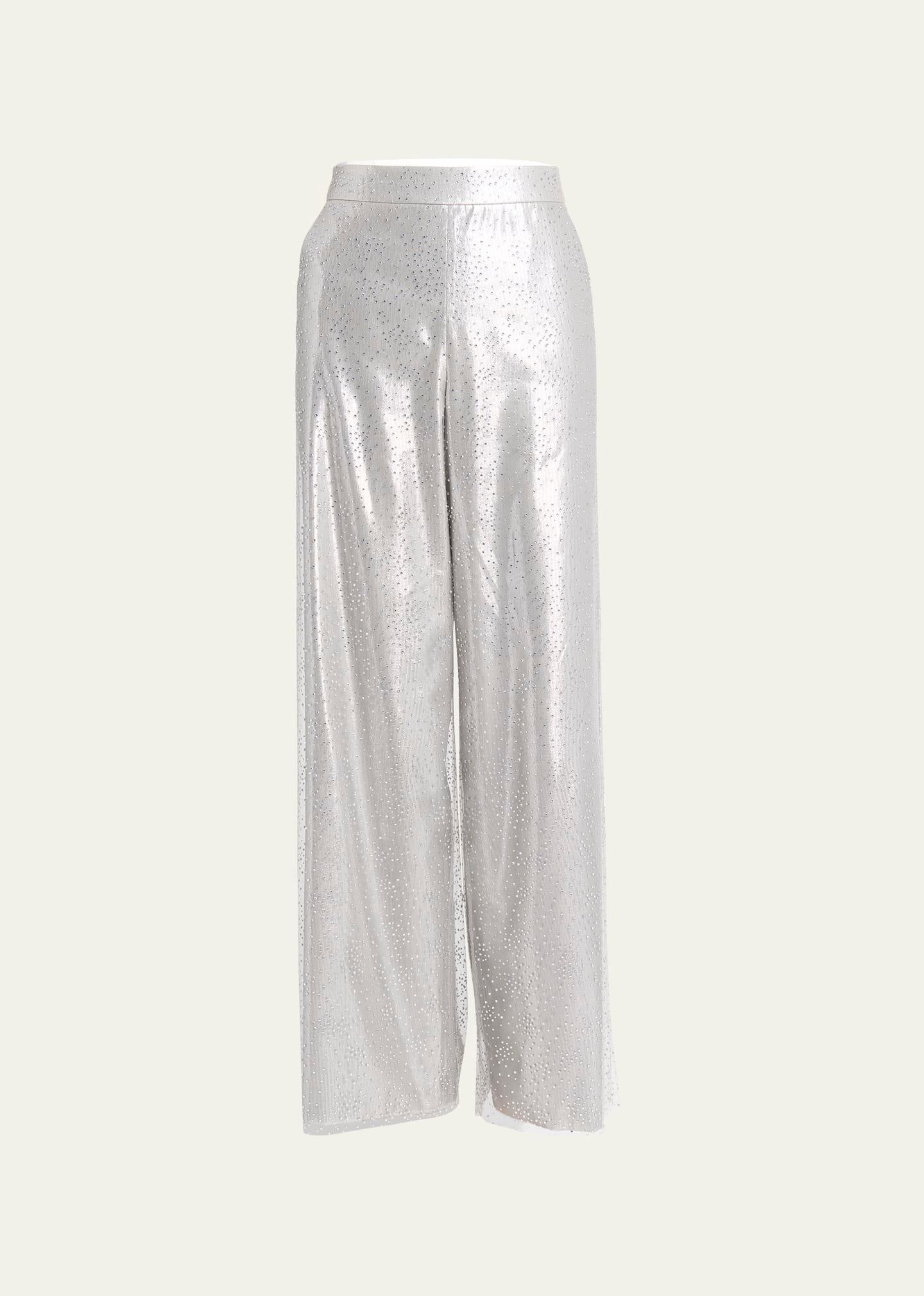 crystal wide-leg silk trousers