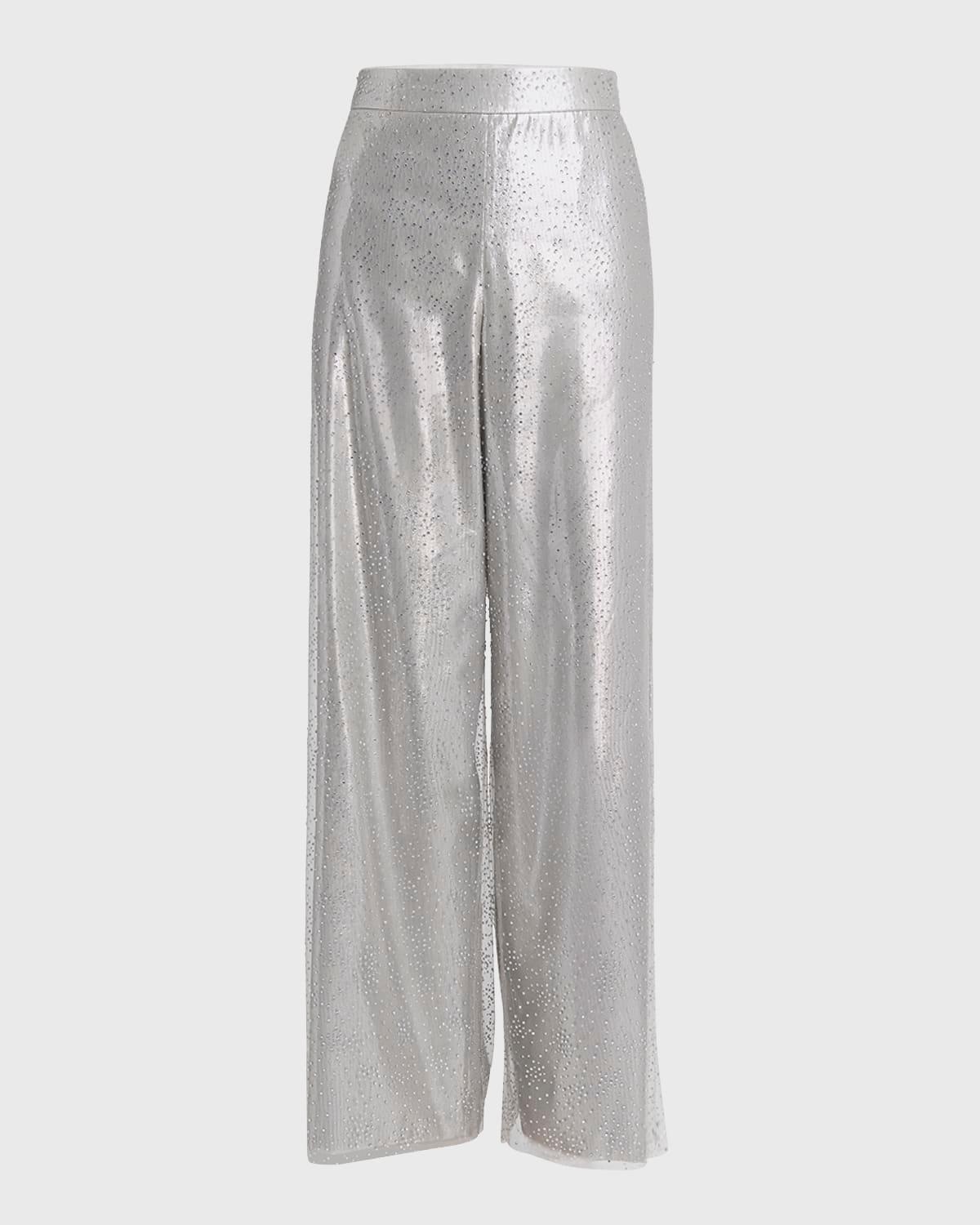 crystal wide-leg silk trousers