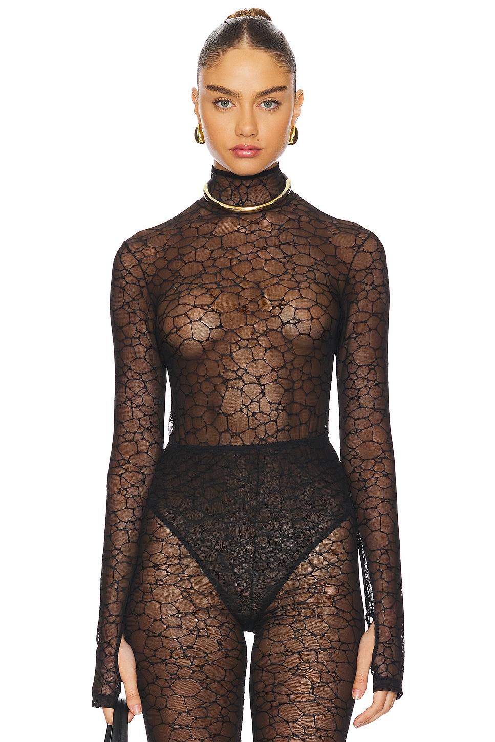 crystalline turtleneck bodysuit