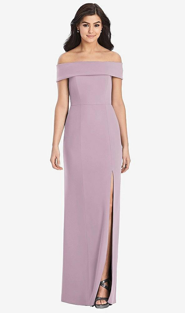 cuffed off-the-shoulder trumpet gown