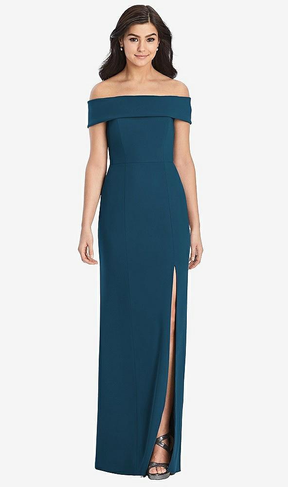 cuffed off-the-shoulder trumpet gown