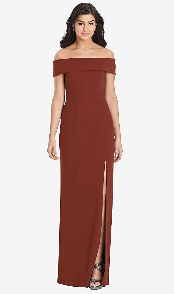 cuffed off-the-shoulder trumpet gown
