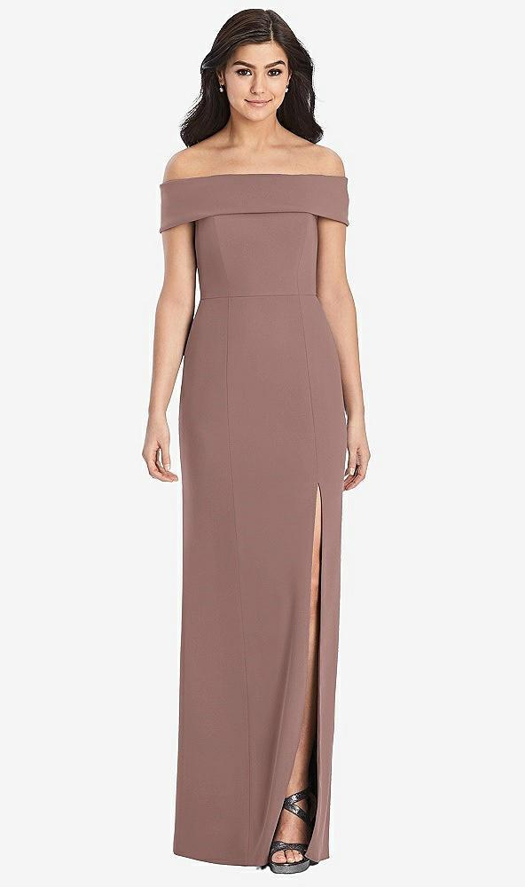 cuffed off-the-shoulder trumpet gown
