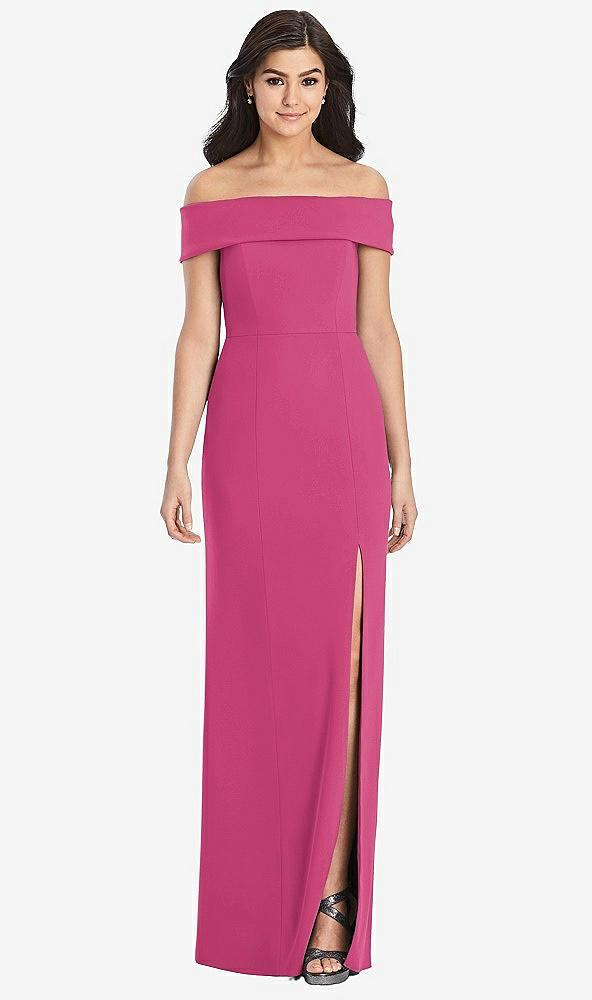 cuffed off-the-shoulder trumpet gown