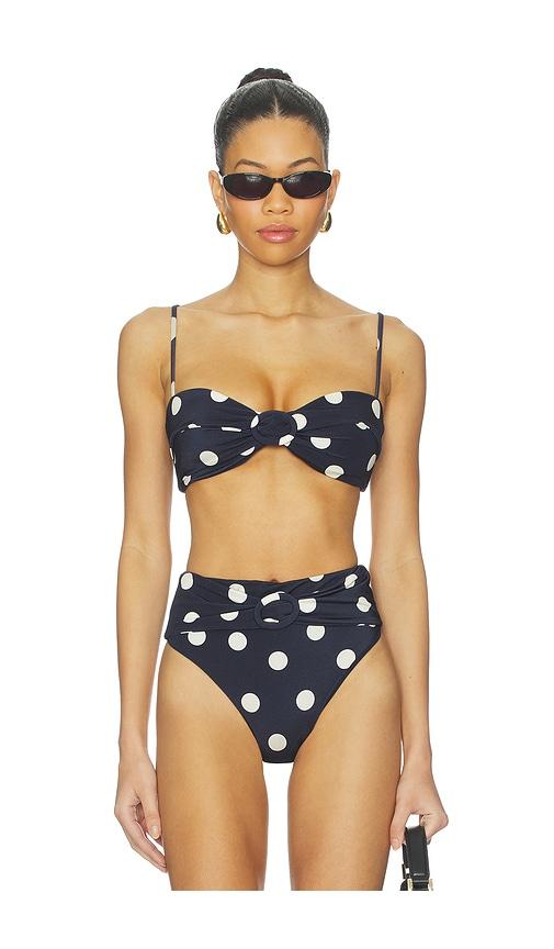 cult gaia alouette bikini top in navy.