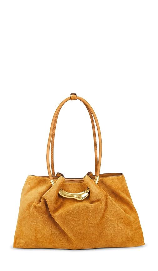 cult gaia asa satchel bag in tan.