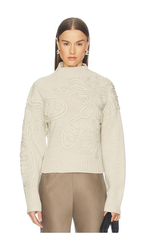cult gaia deva knit sweater in neutral.