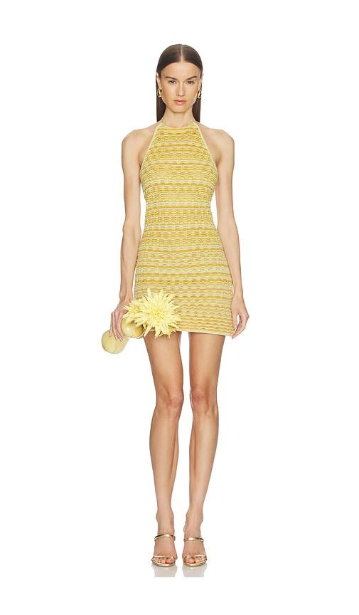 cult gaia erina knit dress in mustard,yellow.