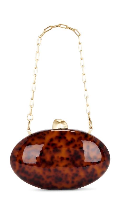 cult gaia eviana clutch in brown.