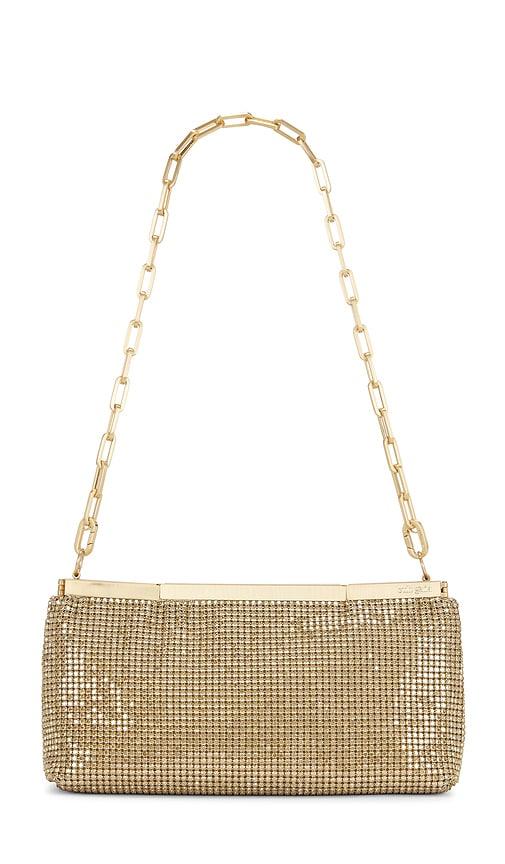cult gaia felice clutch in metallic gold.