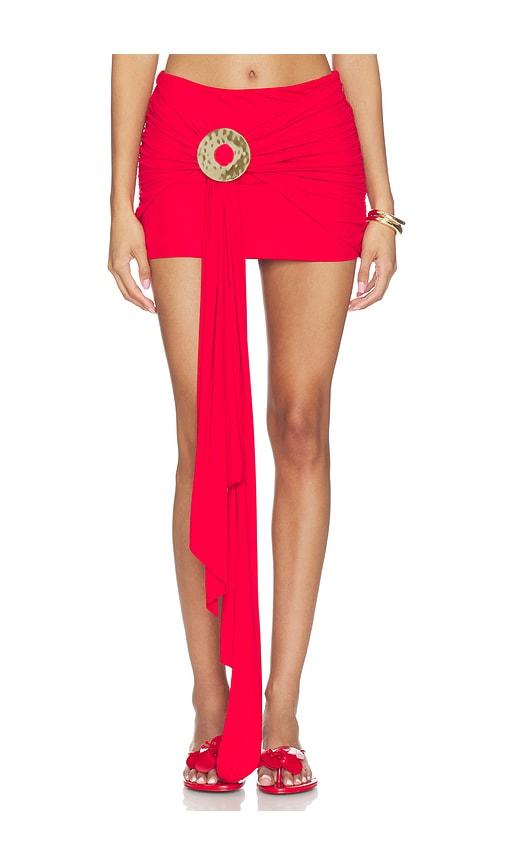 cult gaia freesia skirt in red.