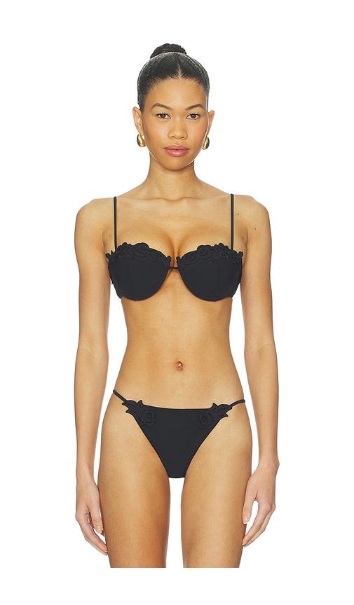 cult gaia greta bikini top in black.