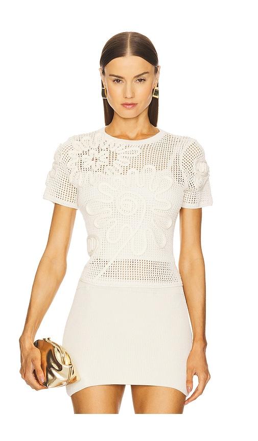 cult gaia ileana knit top in white.