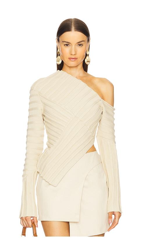 cult gaia jaidan knit top in beige.