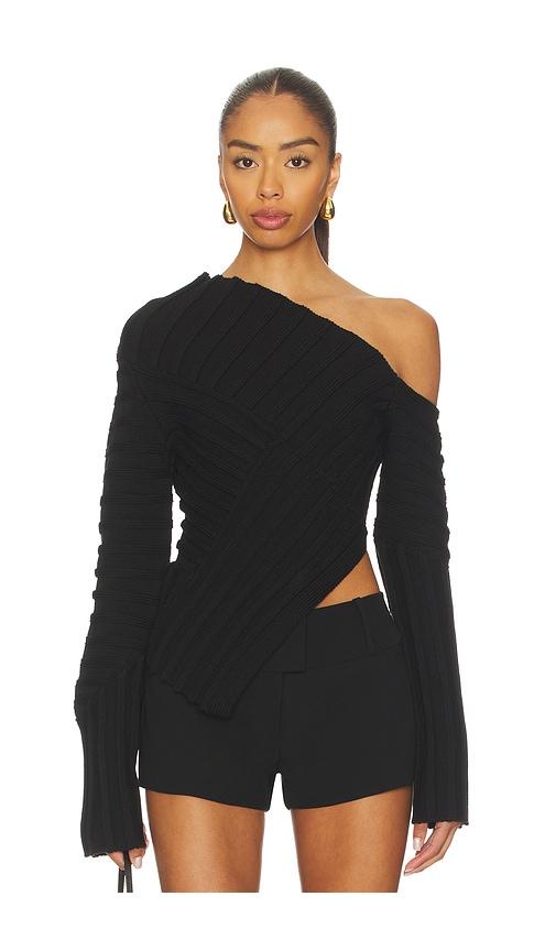 cult gaia jaidan knit top in black.