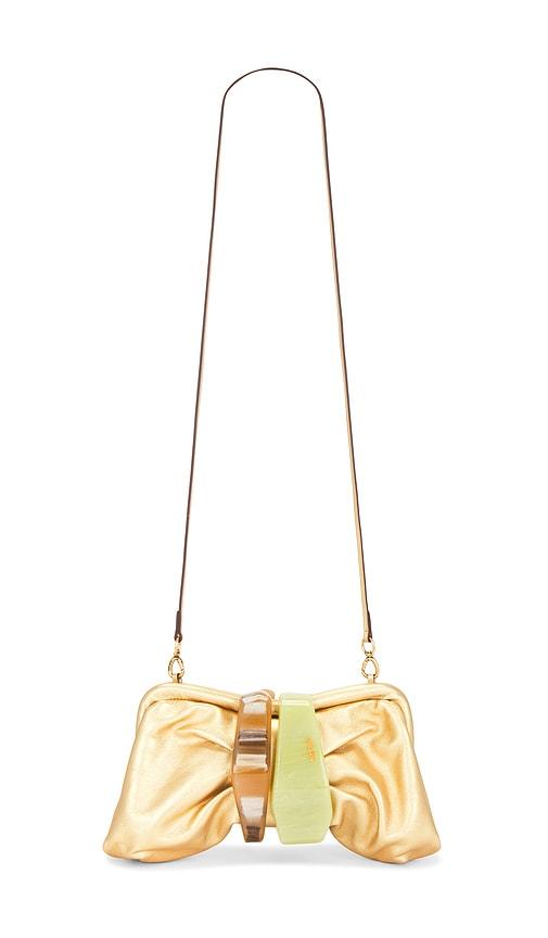 cult gaia julita clutch in metallic gold.