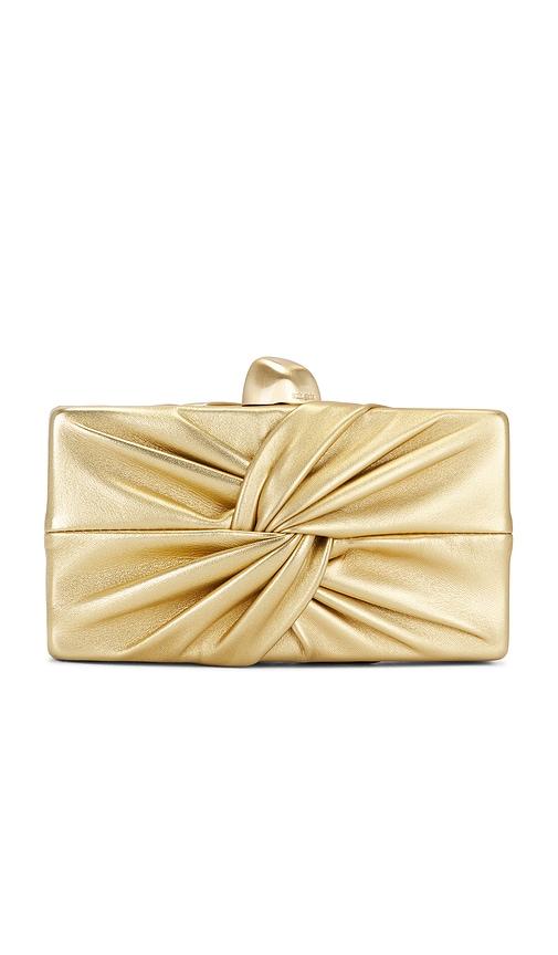 cult gaia lisse clutch in metallic gold.