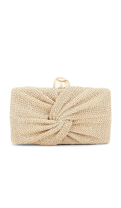 cult gaia lisse clutch in tan.