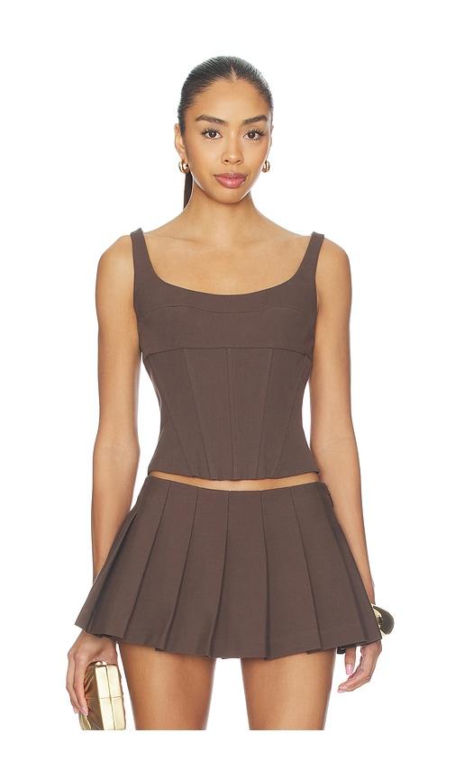 cult gaia olive top in chocolate.