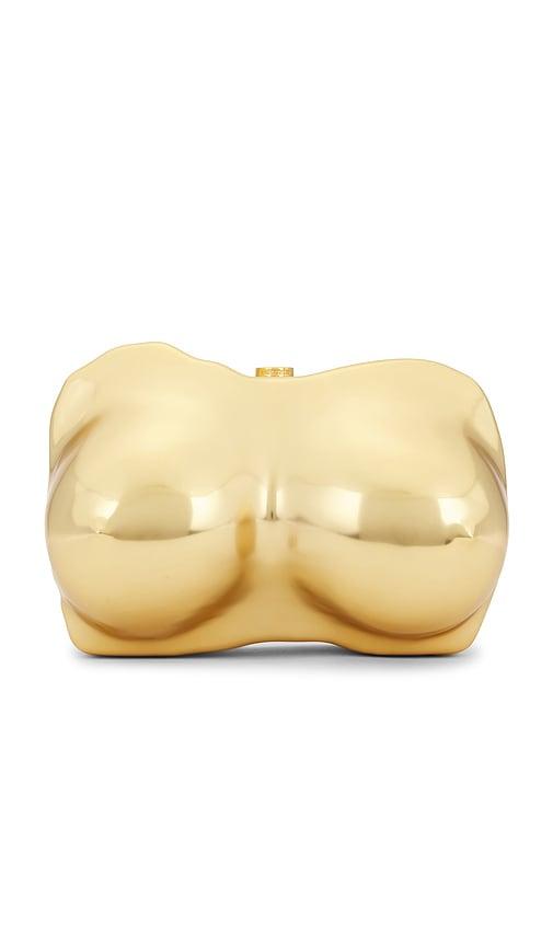 cult gaia reina clutch in metallic neutral.