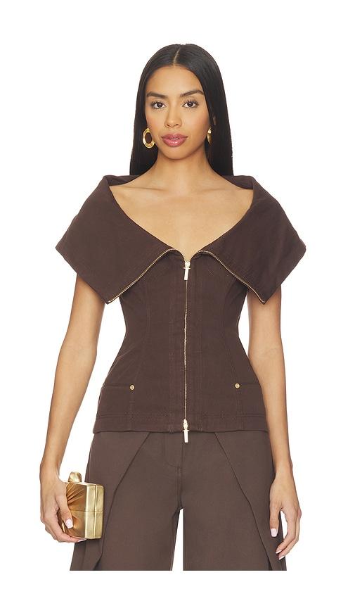 cult gaia saphie top in chocolate.