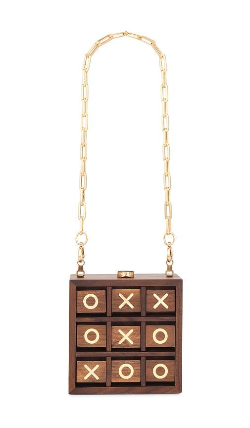 cult gaia tic tac toe clutch in brown.