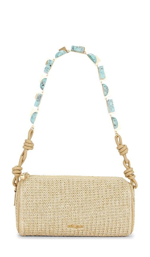 cult gaia zozina shoulder bag in tan,teal.