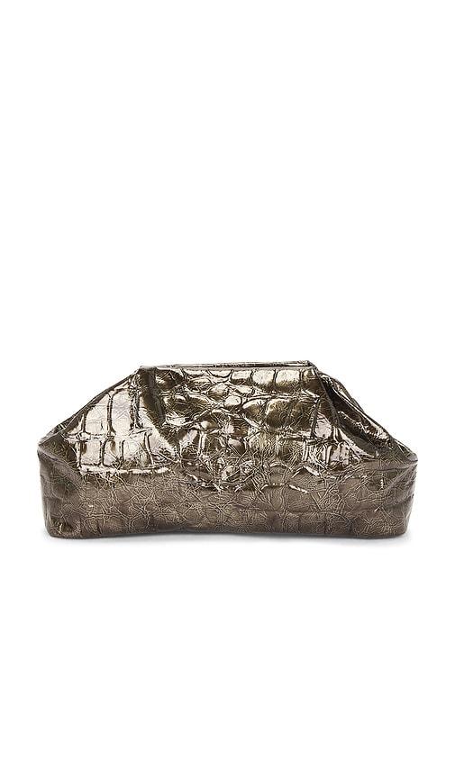 cultnaked babylon leather clutch in green.