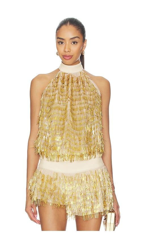 cultnaked copacabana top in nude,metallic gold.