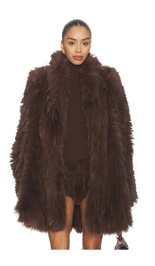 cultnaked faux fur delight coat in brown.