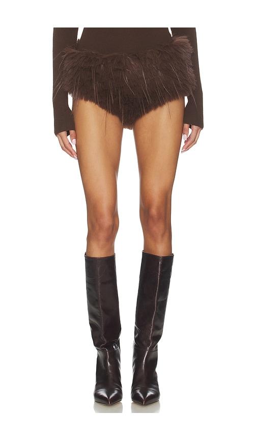 cultnaked faux fur micro short in brown.
