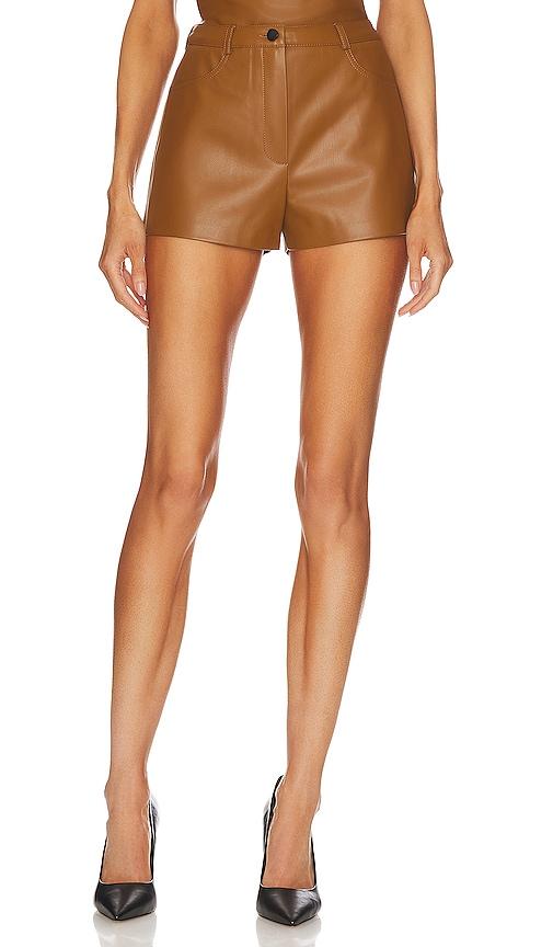 cultnaked faux leather short in chocolate.