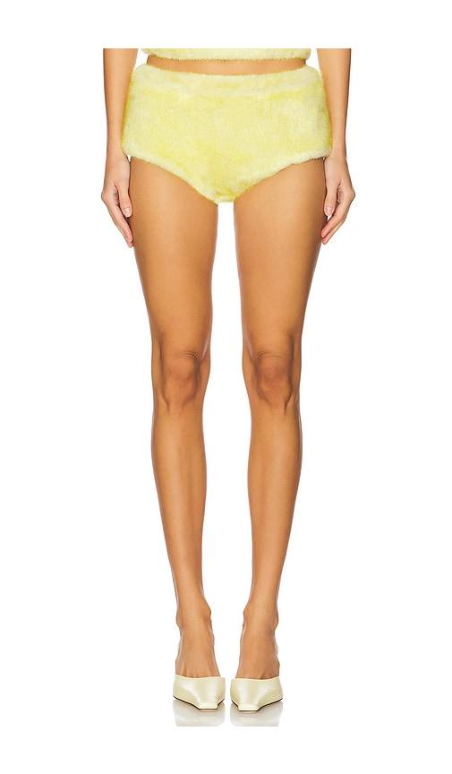 cultnaked micro faux fur shorts in yellow.