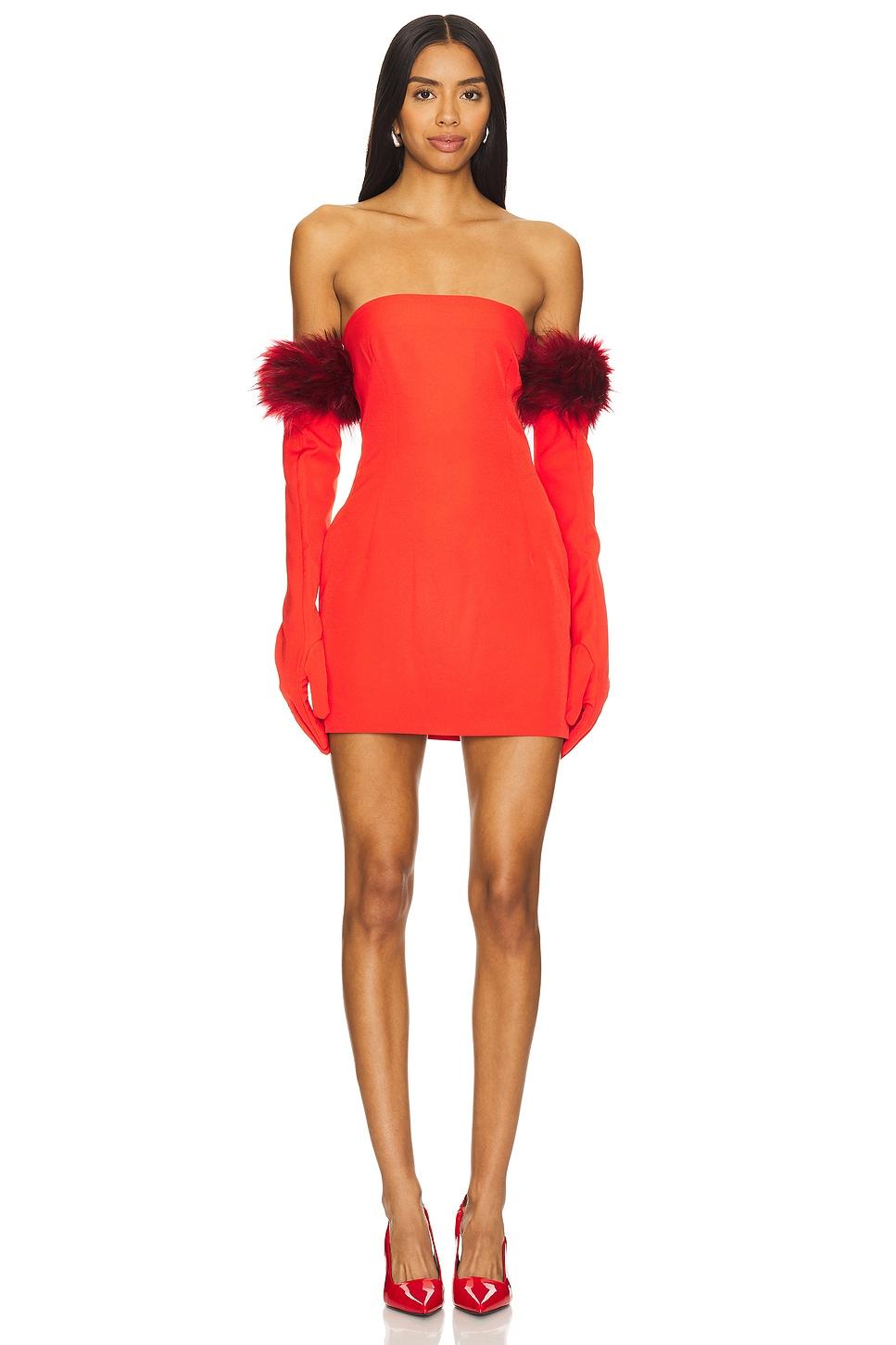 cupid dress with gloves and faux fur puffs