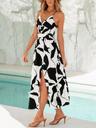 cupshe maxi dresses for women v neck beach floral sleeveless casual cutout sun dresses summer formal dress black printed, s