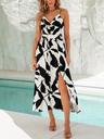 cupshe maxi dresses for women v neck beach floral sleeveless casual cutout sun dresses summer formal dress black printed, s