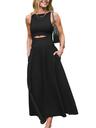 cupshe summer dress for women 2025 formal sleeveless round neck cutout pockets casual a line maxi dress black, m
