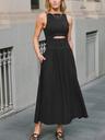 cupshe summer dress for women 2025 formal sleeveless round neck cutout pockets casual a line maxi dress black, m