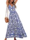 cupshe summer dresses for women casual v neck sleeveless paisley cutout maxi formal beach vacation dress blue paisley, l