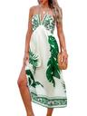 cupshe women's backless ruffle beach dress halter neck plunging v empire waist flowy maxi casual summer dresses, tropical leaf l
