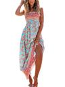 cupshe women's maxi dress ditsy floral smocked summer sundress sleeveless ruffled spaghetti straps long beach formal dress mint floral, l