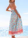 cupshe women's maxi dress ditsy floral smocked summer sundress sleeveless ruffled spaghetti straps long beach formal dress mint floral, l
