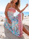 cupshe women's maxi dress ditsy floral smocked summer sundress sleeveless ruffled spaghetti straps long beach formal dress mint floral, l