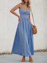 cupshe women's maxi dresses v neck twisted sleeveless cutout self tie long summer formal dress blue, l