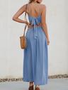 cupshe women's maxi dresses v neck twisted sleeveless cutout self tie long summer formal dress blue, l