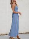 cupshe women's maxi dresses v neck twisted sleeveless cutout self tie long summer formal dress blue, l