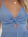 cupshe women's maxi dresses v neck twisted sleeveless cutout self tie long summer formal dress blue, l
