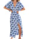cupshe women's plunging v neck beach dress boho half dolman sleeve empired waist side split maxi summer dresses, navy blue l